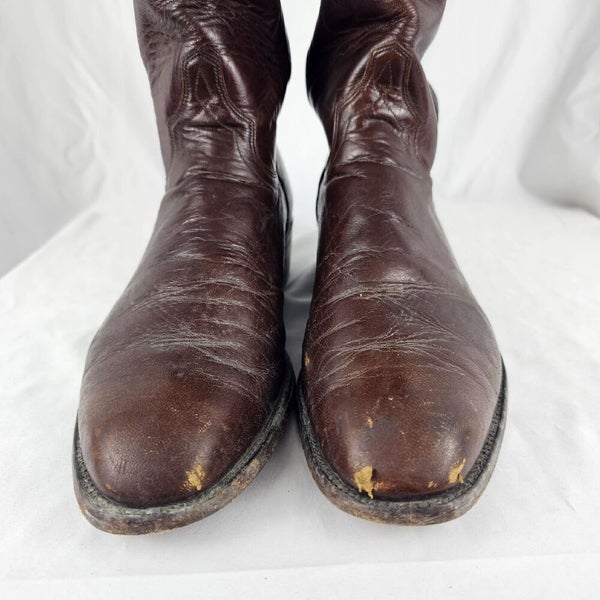 Vintage El Dorado 9144 USA Cowboy Western Boots Brown Leather Mens 11.5D