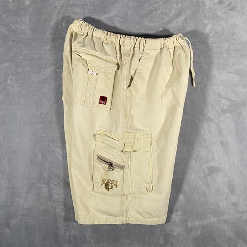 UR Secret Mens Shorts Size 36 Yellow Cargo Elastic Waist Flat Front Drawstring