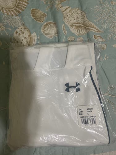 White New Large Under Armour Game Pants