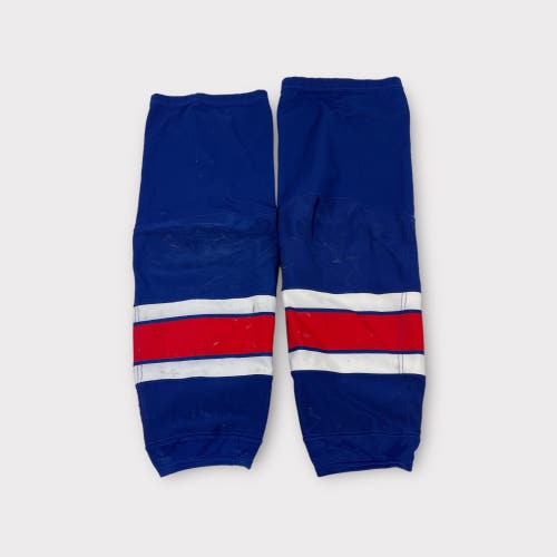 Pro Stock Used CCM Large & XL Home Rochester Americans Blue Hockey Socks