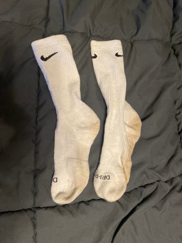 White Used Large Nike Socks