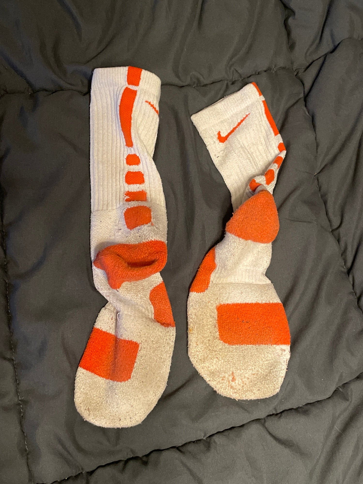 white and orange nike elite socks