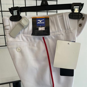 White New Small Mizuno Game Pants Red Stripe