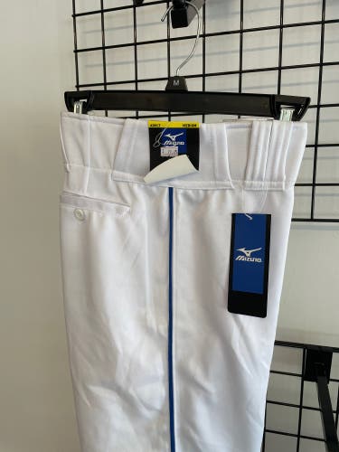 White New Medium  Mizuno Game Pants Blue Stripe