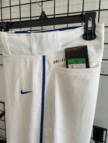 White New XL Nike Game Pants Blue Stripe