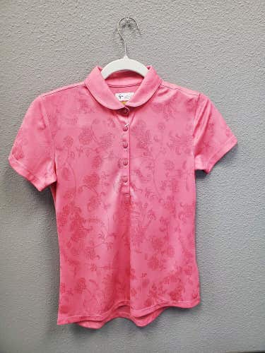 NEW GREG NORMAN LADIES GOLF POLO - PINK CORAL (XS)