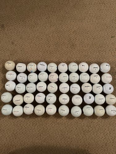 Used 50 Pack of Cleaned Assorted Golf Balls