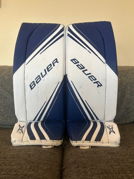 Bauer Vapor 2X Senior Goalie Leg Pads Goalie Leg Pad Size X-Small Goalie Leg Pad Color White/Blue
