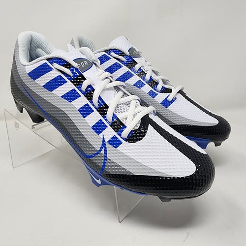 Nike Vapor Edge Speed 360 Mens 8 Grey Black Blue Football Cleats Swoosh Logo