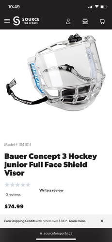 Used  Bauer Shield Concept 3 Full Shield