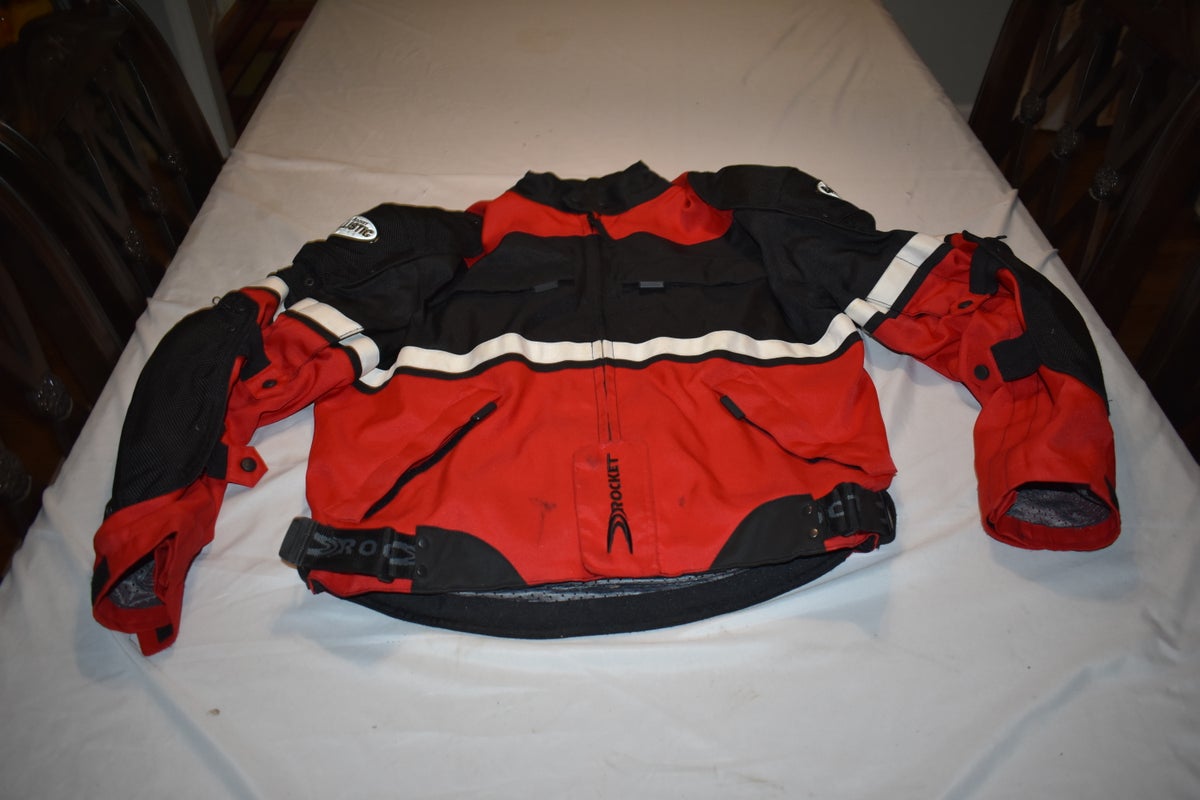 Joe Rocket Leather Padded Motorcycle Jacket, Black/Red, Medium - Top Condition!