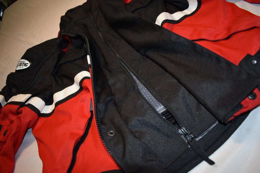 Joe Rocket Leather Padded Motorcycle Jacket, Black/Red, Medium