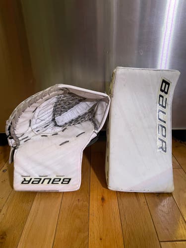 Used Bauer 1S Full Right Pro Stock Glove And Blocker