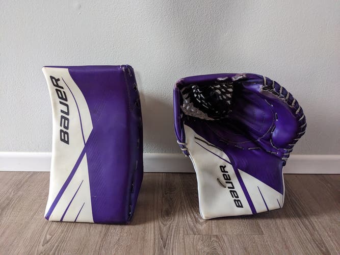 Used Bauer Regular Ultrasonic Glove and Blocker (might be Vapor)