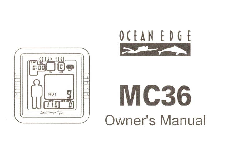 Ocean Edge MC36 Scuba Dive Computer Printed Owner's Manual