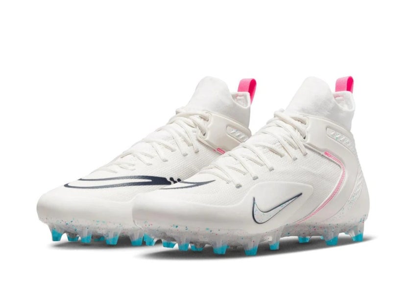 White Youth New Kids Size 5.5 (Women's 6.5) Molded Cleats Nike Mid Top Huarache