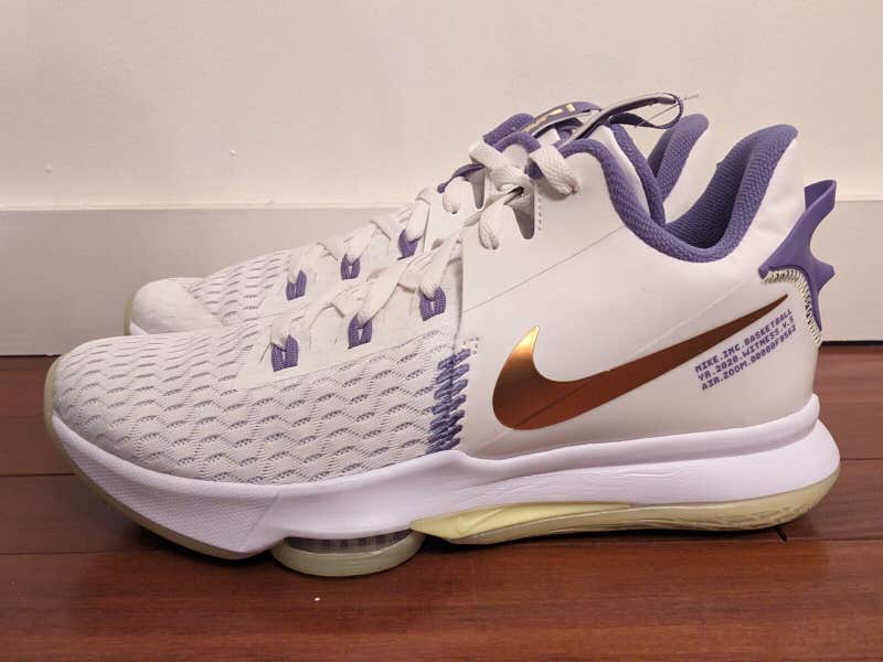 Nike Lebron Witness 5 Shoes Lakers White Purple Gold CQ9380