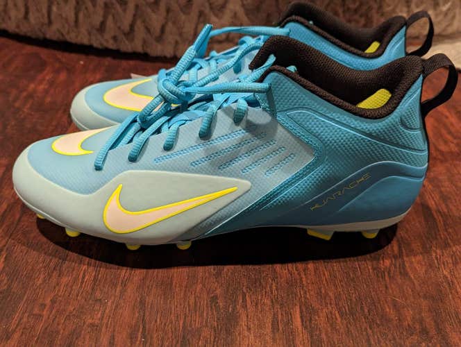 Nike Alpha Huarache 8 Varsity Turquoise Lacrosse Cleats (CZ6558-100) size 10.5.