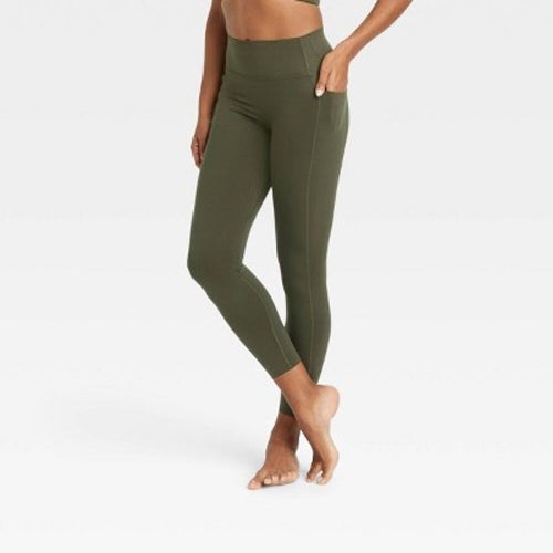 NWT All In Motion Women's Flex High Rise 7/8 Leggings Olive Green Size XXL