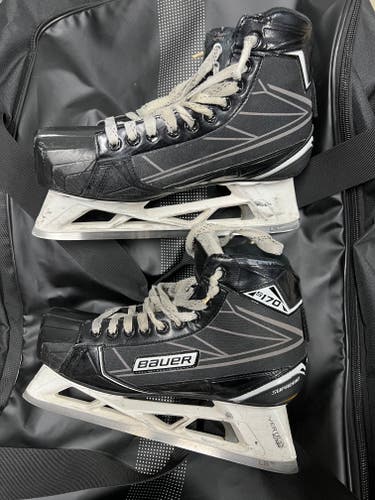 Senior Used Bauer Supreme S170 Hockey Goalie Skates Regular Width Size 9.5