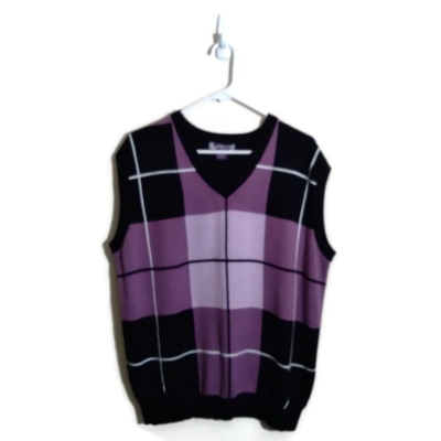 Empra Men's Window Plaid Pullover V-Sweater Vest Sz Large
