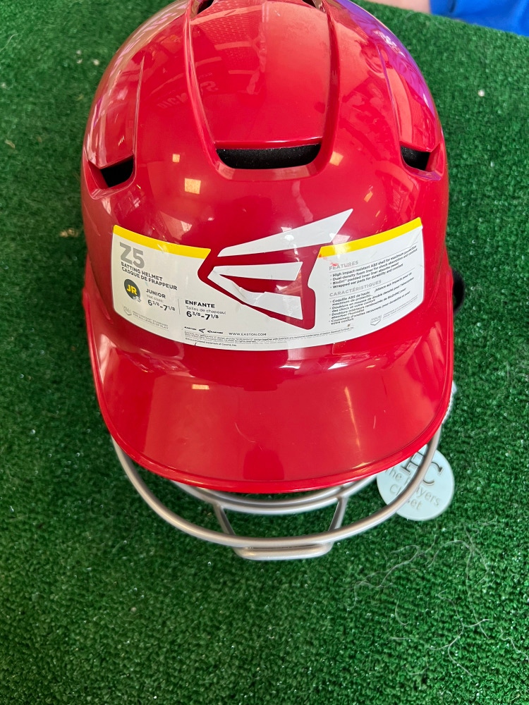 New 6 3/8 - 7 1/8 Easton Z5 Red Batting Helmet w. Cage