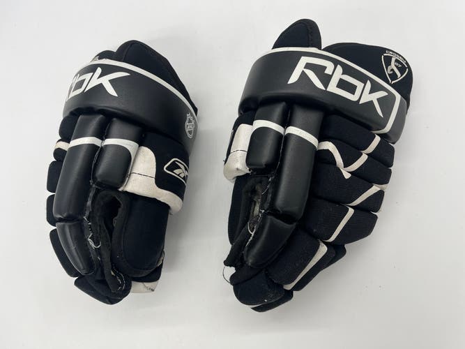 YT 11" RBK Reebok SC1 Ice Roller Hockey Gloves Black White WASHED