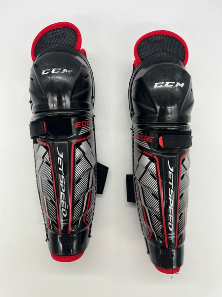 JR 11" CCM Jetspeed Edge Knee Shin Pads Ice Roller Hockey Straps WASHED