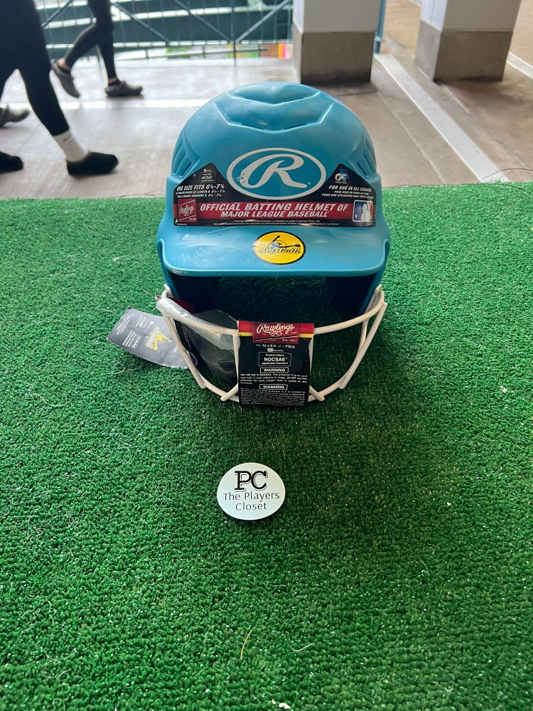 Used 6 1/2 - 7 1/2 Rawlings Batting Helmet (baby blue)