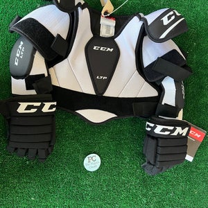 Used Starter Kit CCM LTP Shoulder Pads Jr Sm, Gloves 10”, elbow pads jr sm