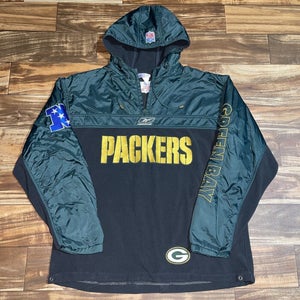 Green Bay Packers NFL Fleece Pullover Adult Size M 1/4 Zip Reebok Hoodie Jacket