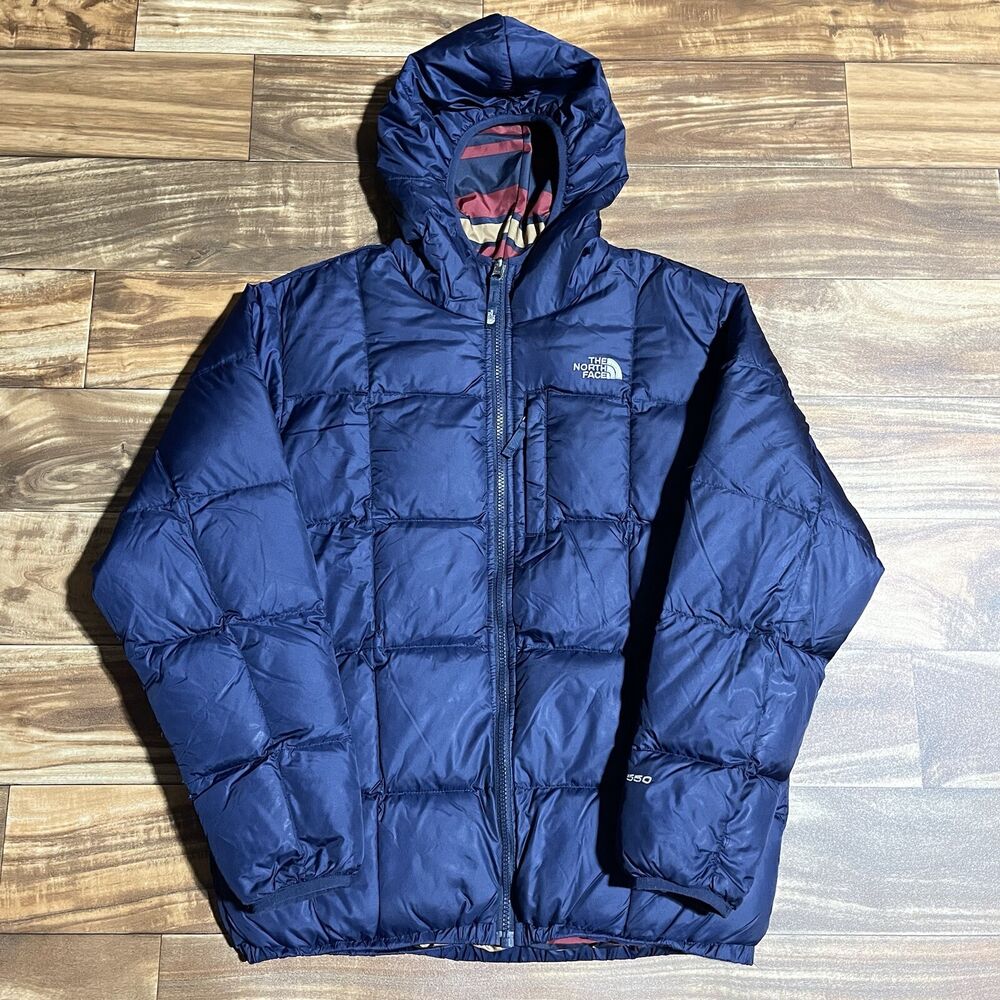 THE NORTH FACE BOYS 550 REVERSIBLE BLUE DOWN PUFFER JACKET COAT SIZE XL