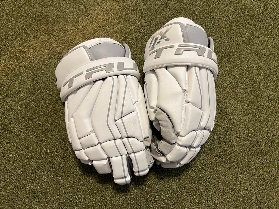 Used Player's True T1X Lacrosse Gloves 13" (White)