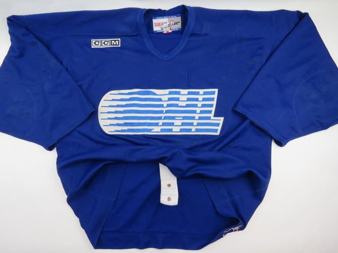 CCM Practice Worn Authentic OHL Pro Stock Ice Hockey Jersey Blue 58 GOALIE