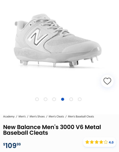 New Balance 3000v6 Adult Mens Low Molded Baseball Cleats