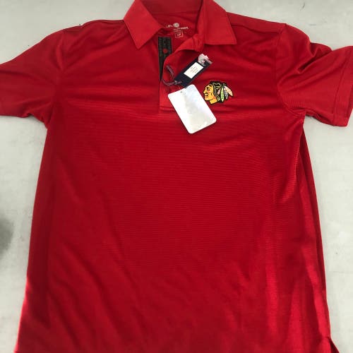 NEW Chicago Black Hawks mens small golf shirt