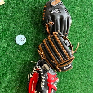 Rawlings baseball glove bundle 9 and 9.5” (2 LH Throw One RH Throw)