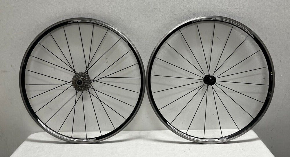 Shimano WH-R500 9-Speed 24/20-Bladed Spoke 622x15 Black Aluminum 700C Wheelset