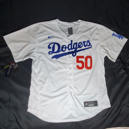Mookie Betts #50, Los Angeles Dodgers Replica White New Size 52 Nike Jersey