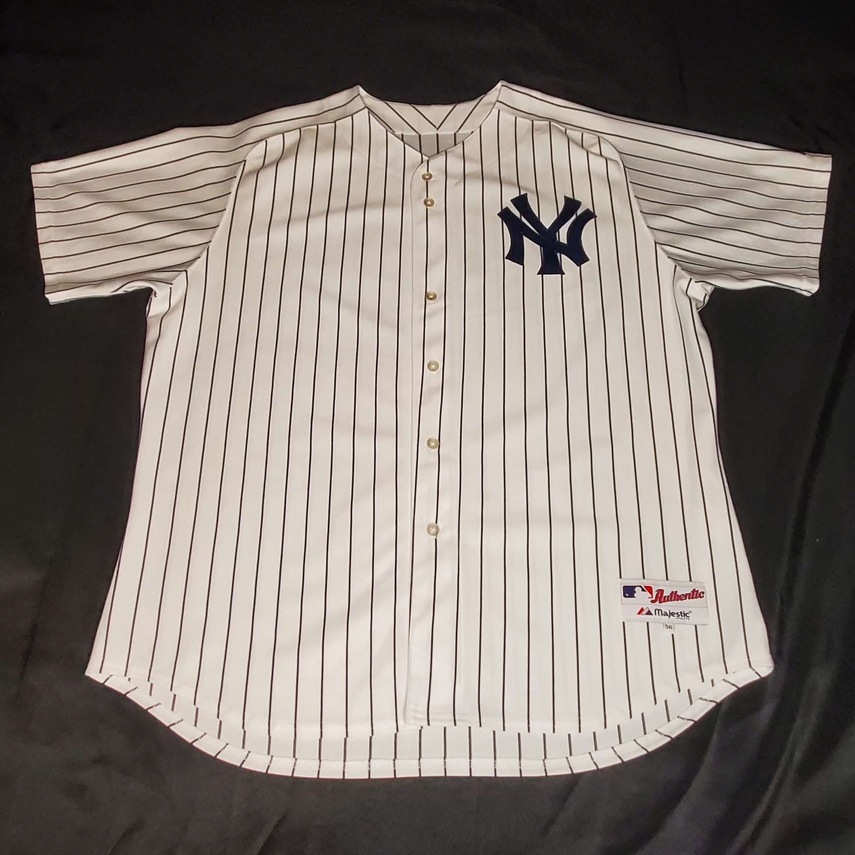 New York Yankees Replica White / Pinstripe Majestic Jersey - Size 56