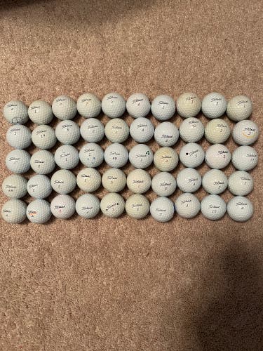 Used 50 Pack of Cleaned Assorted Titleist Golf Balls