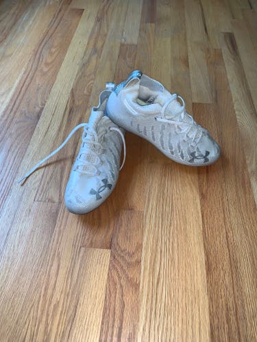 White Adult Used Men's Size 9.5 (Women's 10.5) Under Armour Mid Top Spotlight