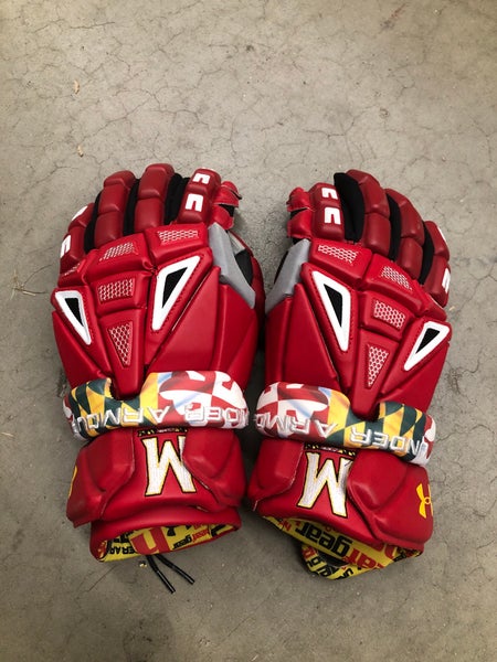 Used University of Maryland Under Armour Lacrosse Gloves Large