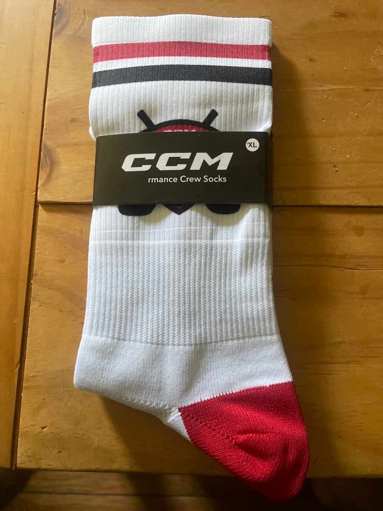 White New XL CCM Skate Socks