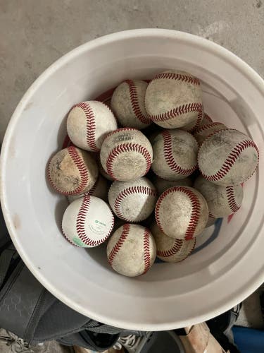 Bucket of 50 Leather Baseballs