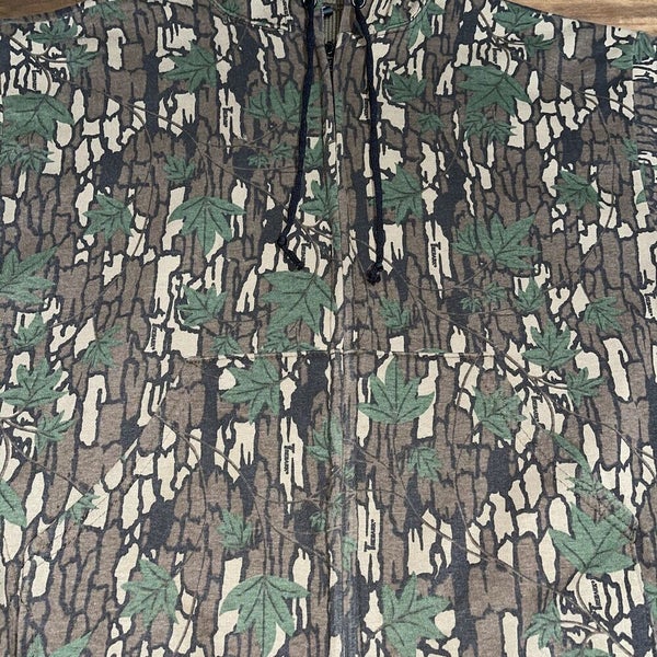 Vintage 80s Ace Sportswear Men's Trebark Camo Thermal Lined Hoodie