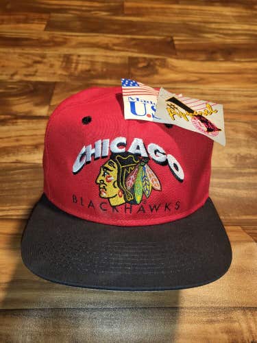 NEW Vintage Rare #1 Apparel Blackhawks NHL Sports Hat Cap Vtg Snapback