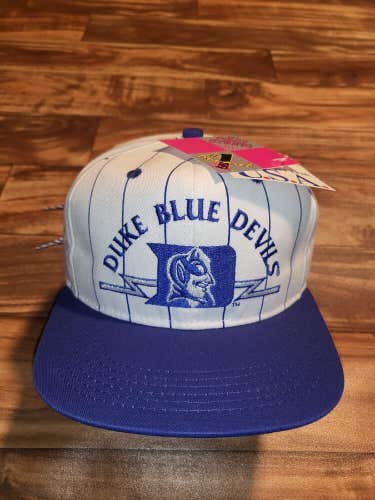 NEW Vintage Rare Duke Blue Devils #1 Apparel First String Pinstripe Snapback Hat