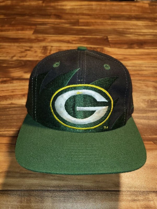 Vintage RARE Green Bay Packers Black Dome Sharktooth Logo Athletic Snapback Hat