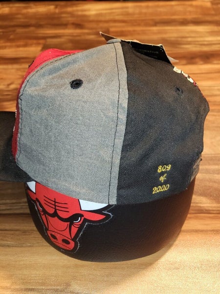 Retro Chicago Bulls Black Red Snapback Rare Cap Hat NBA Basketball Mitchell  Ness
